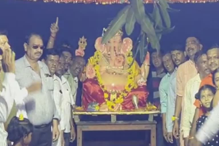 Hindu Mahasabha Ganapati idol installation in shimogga