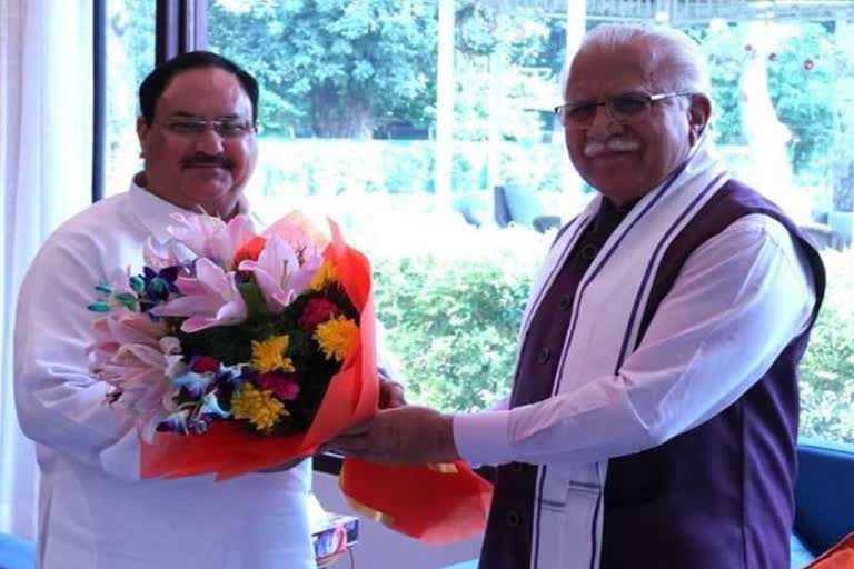 manoharlal meets jp nadda