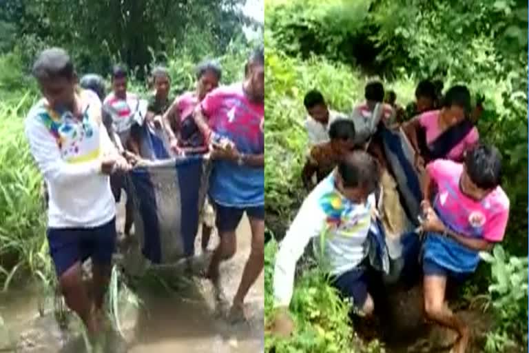 pregnent women carried on doli