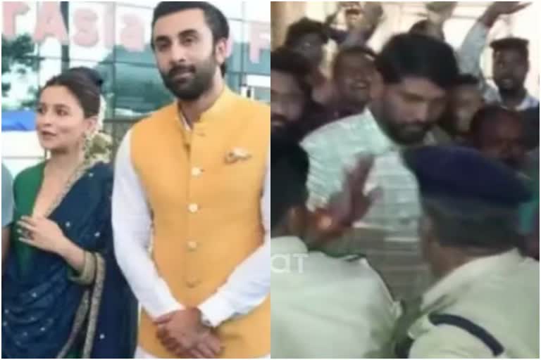 bajrang-dal-workers-protest-against-ranbir-and-alia-visit-to-mahakaleshwar