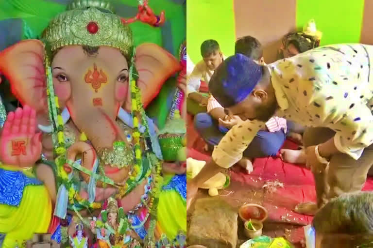 Muslim man installs Ganesh idol in Hyderabad depicting harmony brotherhood  Muslim man installs Ganesh idol in hyderabad  Mohd Siddiqu does ganesh puja  Mohd Siddiqu installs ganesh idol  muslim installs ganesh idol  muslim does ganesh puja  விநாயகர் சதுர்த்தி  மத நல்லிணக்கனம்  விநாயகர் சதுர்த்தியில் மத நல்லிணக்கனம்  இஸ்லாமிய இளைஞர்  இஸ்லாமிய இளைஞர் விநாயகர் சிலைக்கு பிரதிஷ்டை  விநாயகர் சிலைக்கு பிரதிஷ்டை  விநாயகர் சிலை  மதரீதியாக சண்டை