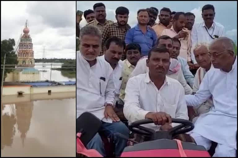 the-mla-visited-the-flood-affected-area-in-tractor