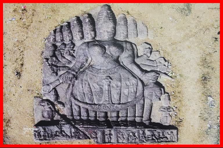 largest idol of Goddess Durga in maharashtra carved on a single stone in Chandrapur