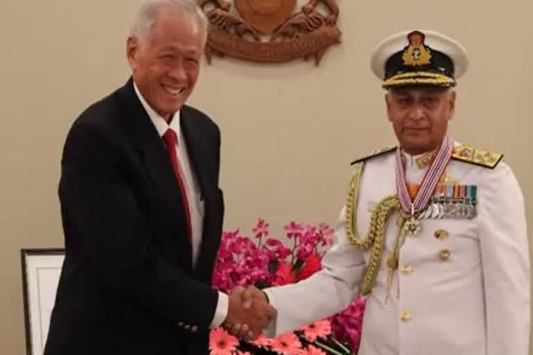 SINGAPORE CONFERS MERITORIOUS SERVICE MEDAL TO LAMBA FORMER NAVY CHIEF OF INDIA