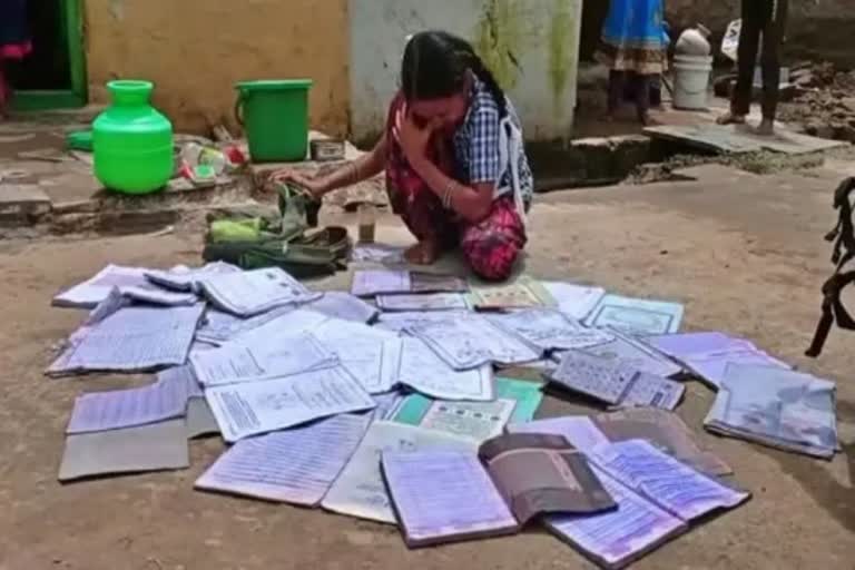 School bag books got damaged due to rain