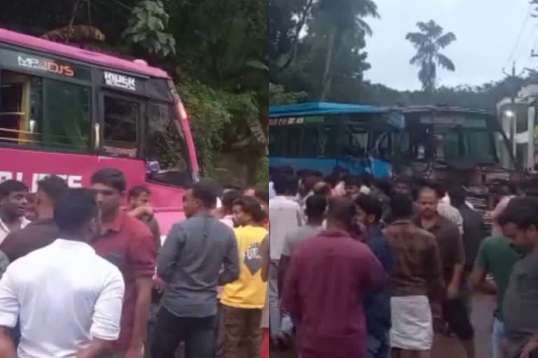 Malappuram nilambur bus collision accident  Malappuram  bus collision accident  ബസുകള്‍ കൂട്ടിയിടിച്ച് അപകടം  നിലമ്പൂര്‍ ജില്ല ആശുപത്രി  Nilambur District Hospital  കോഴിക്കോട് മെഡിക്കല്‍ കോളജ്  Kozhikode Medical College