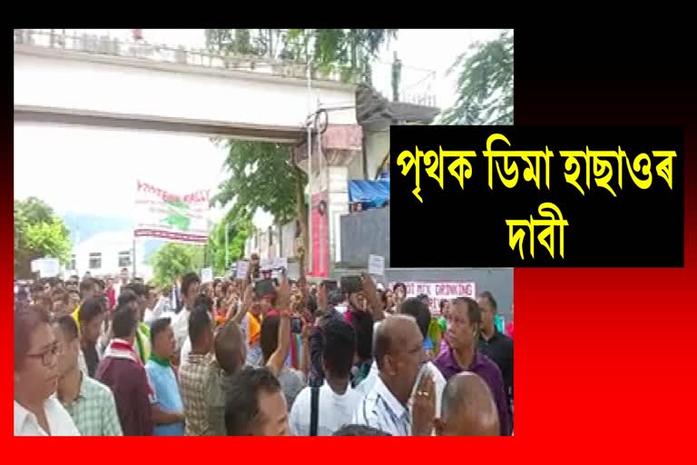 Protestors demanded separation of Dima Hasao for declaration of two districts