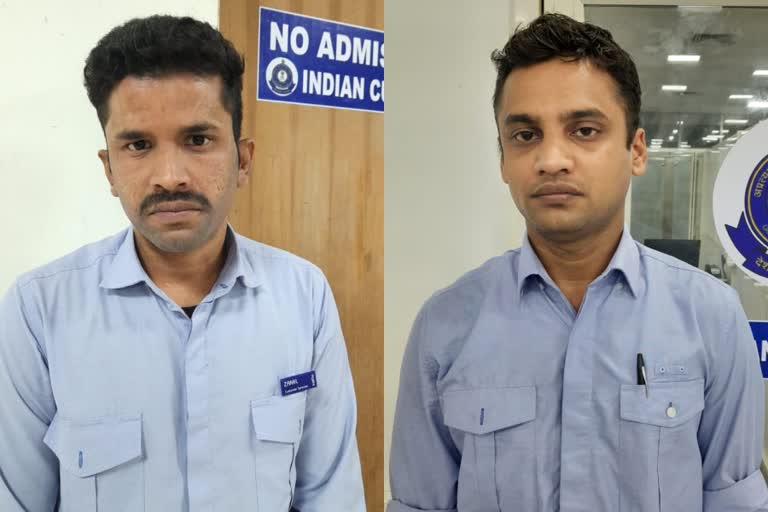 Karipur gold smuggling  two indigo airline employees caught by customs  കരിപ്പൂരിൽ പിടികൂടിയത് രണ്ടര കോടി രൂപയുടെ സ്വർണം  കരിപ്പൂരിൽ വൻ സ്വർണവേട്ട  കടത്താൻ സഹായിച്ച രണ്ട് ഇൻഡിഗോ ജീവനക്കാർ പിടിയിൽ  കരിപ്പൂർ സ്വർണക്കടത്ത്  ദുബായിൽ നിന്നെത്തിയ വയനാട് സ്വദേശി അസ്‌കറലി  സീനിയർ എക്‌സിക്യൂട്ടിവ് ഓഫിസർ സാജിദ് റഹ്‌മാൻ  കസ്റ്റമർ സർവിസ് ഏജന്‍റ് മുഹമ്മദ് സാമിൽ  help for gol smuggle two caught  malappuram crime news  karipur crime news  കരിപ്പൂർ ക്രൈം വാർത്ത  മലപ്പുറം പുതിയ വാർത്ത  സ്വർണക്കടത്ത് പുതിയ വാർത്ത  കരിപ്പൂരിൽ രണ്ടര കോടി രൂപയുടെ സ്വർണം പിടികൂടി