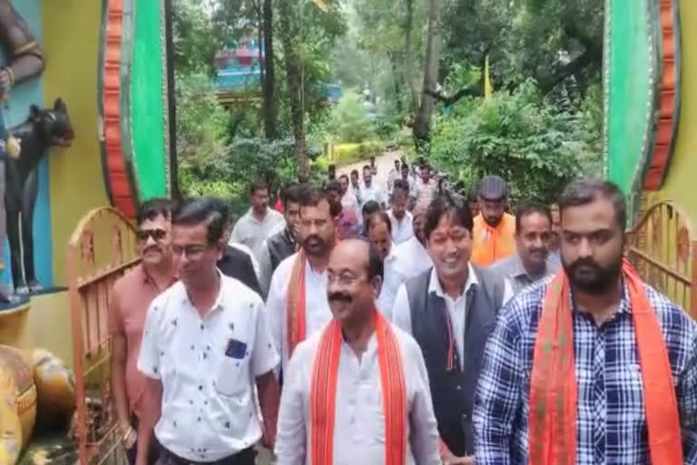 BJP state president Arun Saw reaches pendra