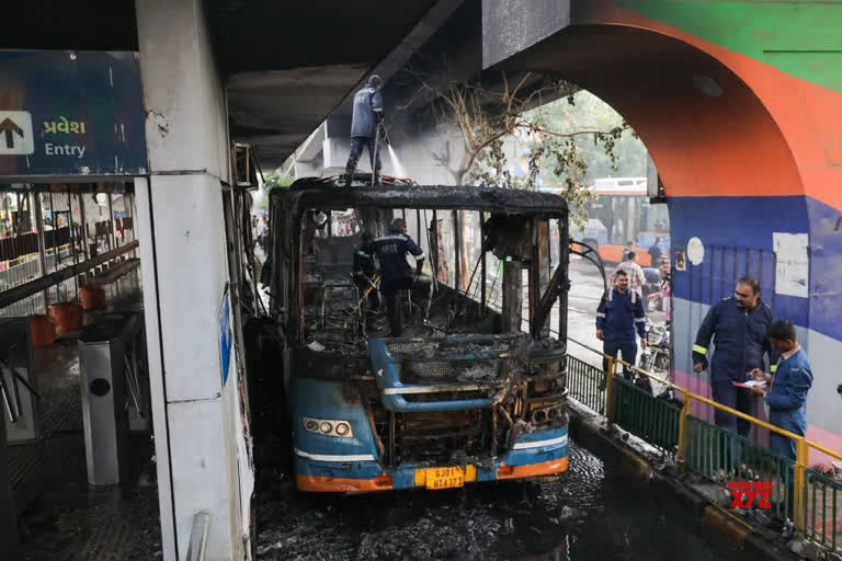 25 passengers rescued safely after massive Fire Engulfs Bus in Ahmedabad