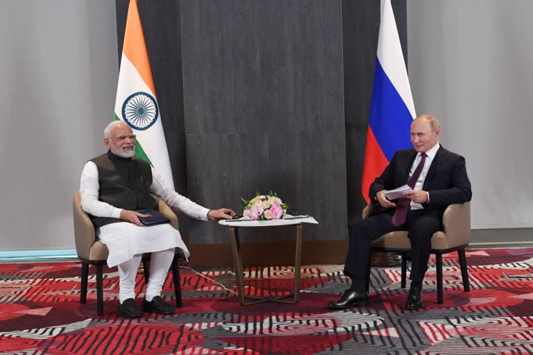 PM Modi meets Putin at SCO  യുക്രൈന്‍ യുദ്ധം  ഭക്ഷ്യ ഇന്ധന പ്രതിസന്ധി  യുക്രൈനുമായുള്ള യുദ്ധം  Narendra Modi on Ukraine Russia conflict  Narendra Modi at sco