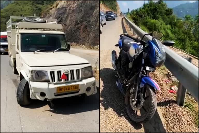Bike and pickup collide in Solan.