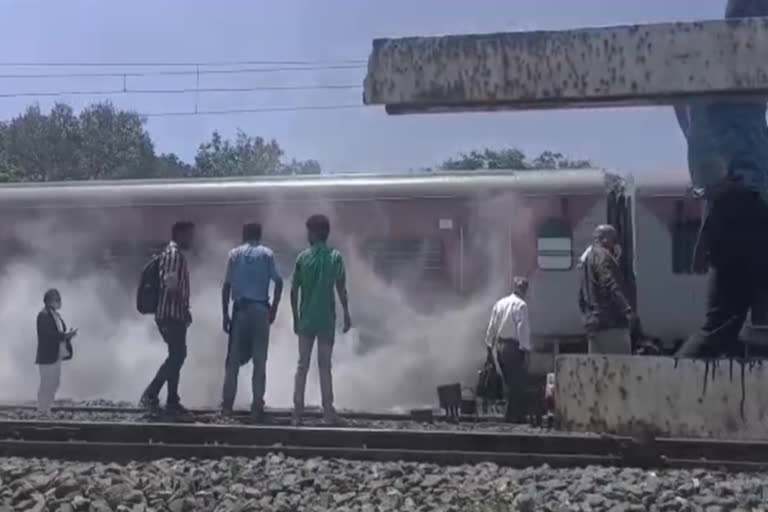 Smoke from Bhubaneswar Express