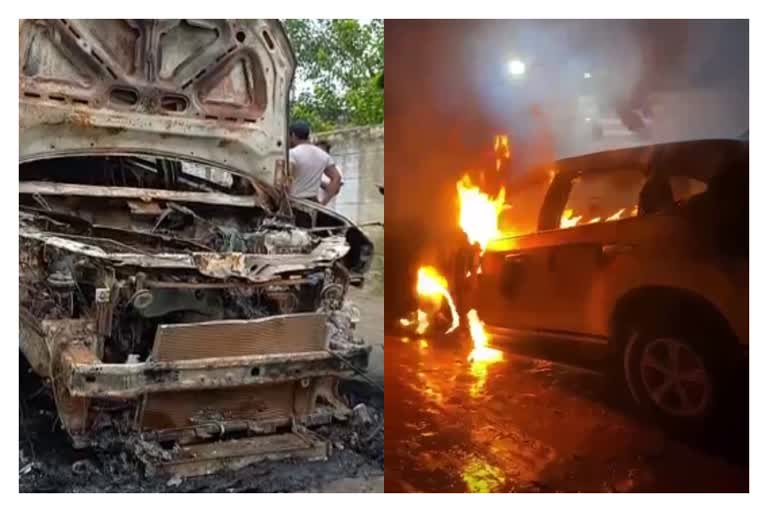 car fire in faridabad