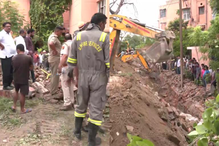 noida house society wall collapsed