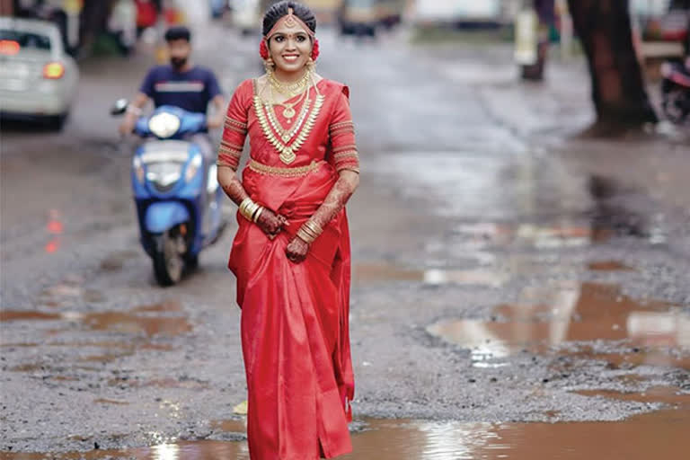 Kerala bride's catwalk stirs civic officials to repair bad roads