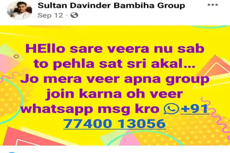 Online recruitment of gangsters by davinder bambiha group in punjab
