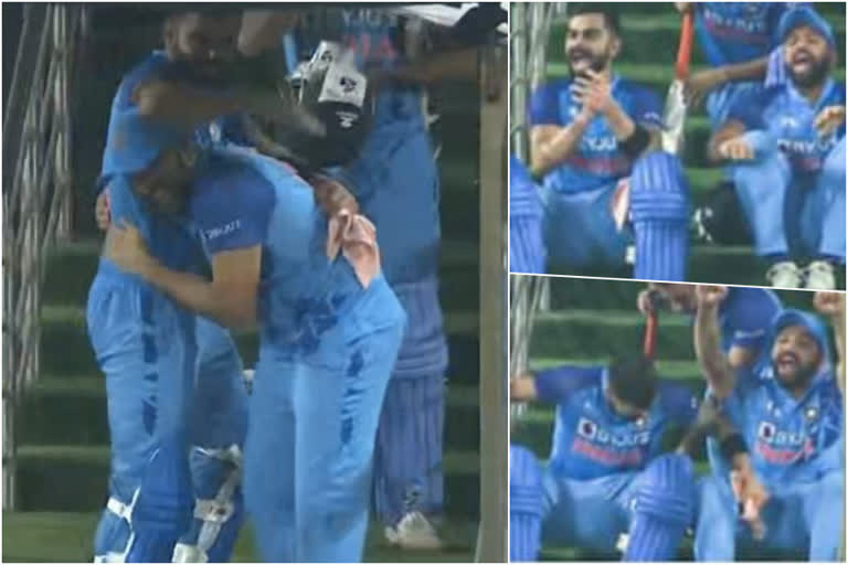 IND VS AUS  Rohit Sharma Virat Kohli s Epic Reaction  Rohit Sharma Virat Kohli s celebration  Rohit Sharma  Virat Kohli  India vs Australia T20I  hardik pandya  ഹാര്‍ദിക് പാണ്ഡ്യ  വിരാട് കോലി  രോഹിത് ശര്‍മ  ഇന്ത്യ vs ഓസ്‌ട്രേലിയ  രോഹിത് ശര്‍മ വിരാട് കോലി വിജയാഘോഷം