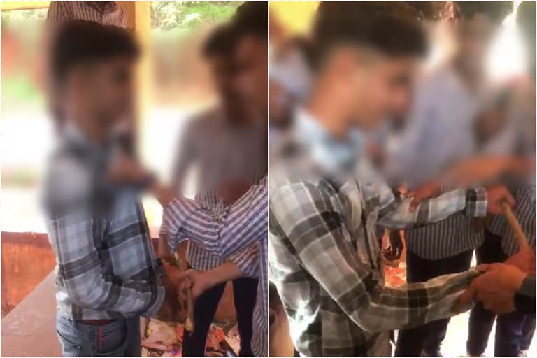 plus one student was ragged by senior students  Complaint that a plus one student was ragged  Kasaragod ragging case  school student ragged  kerala latest news  student ragging video  malayalam latest news  കേരള വാർത്തകൾ  മലയാളം വാർത്തകൾ  പ്ലസ് വൺ വിദ്യാർഥിയെ റാഗ് ചെയ്‌തതായി പരാതി  സീനിയർ വിദ്യാർഥികൾ റാഗ് ചെയ്‌തതായി പരാതി  റാഗിങ് ദൃശ്യങ്ങൾ  കാസർകോട് റാഗിങ് കേസ്  റാഗിങ്