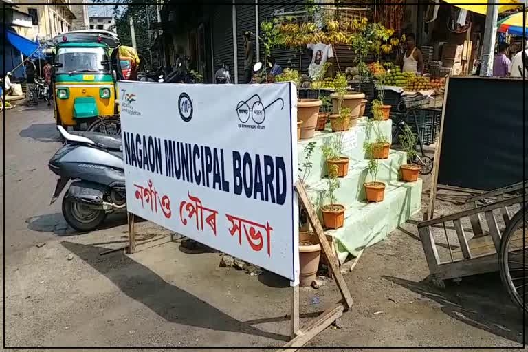 Nagaon Municipality installed flower tubs at places where there used to be garbage