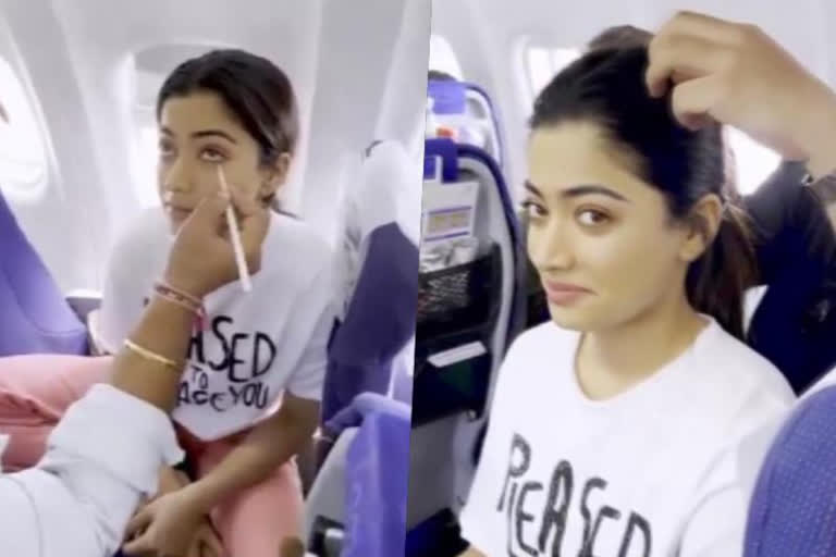 Rashmika Mandanna gets ready in flight, Goodbye promotions, Rashmika Mandanna in Gujarat, Goodbye promotions  in Ahmedabad