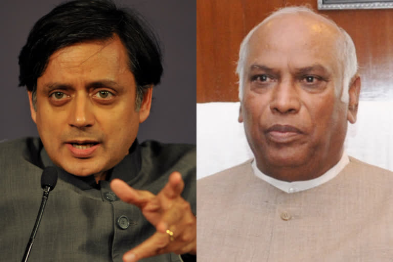 Congress president poll  Kharge vs Tharoor competition  ത്രിപാഠിയുടെ പത്രിക തള്ളി  ഏറ്റുമുട്ടാന്‍ ഖാര്‍ഗെയും തരൂരും  K N Tripathis nomination rejected  Mallikarjun Kharge and Shashi Tharoor  Congress president poll Kharge Tharoor