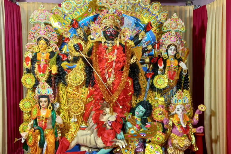 Black Idol of Durga worshipped by Bhattacharya Family of Beleghata