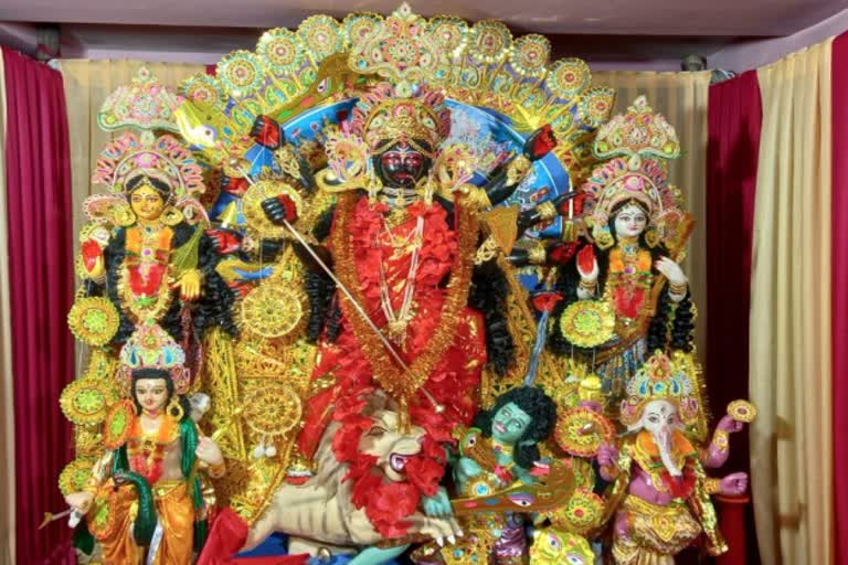 Worship of black idol of Maa Durga