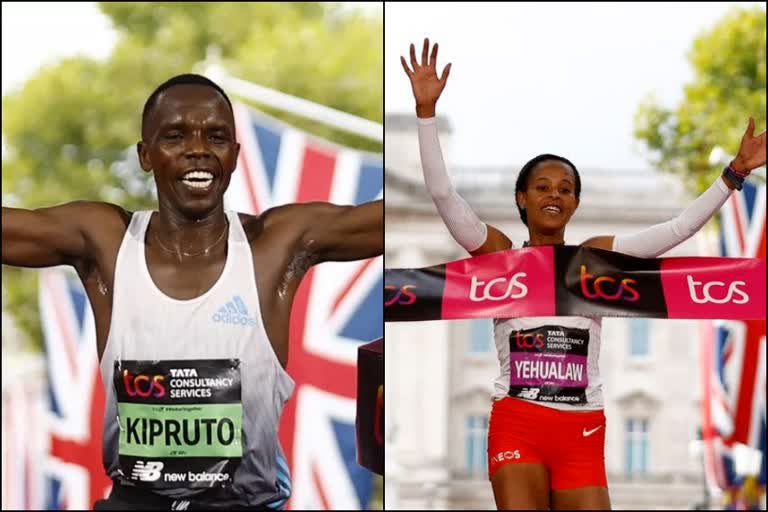London Marathon  Amos Kipruto  Yalemzerf Yehualaw  अमोस किप्रुतो  लंदन मैराथन  येलेमजर्फ येहुआलॉ