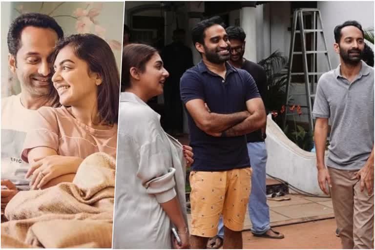 Nazriya met Fahad Fazil at shooting set  Fahad Fazil upcoming movie  Pachuvum Albhutha vilakkum  Fahad Fazil new movie  Fahad Fazil new release  ഫഹദിനെ കാണാന്‍ സെറ്റിലെത്തി നസ്രിയ  അഖില്‍ സത്യന്‍  Akhil Sathyan  ഫഹദ് ഫാസില്‍  പാച്ചുവും അത്‌ഭുത വിളക്കും  നസ്രിയ