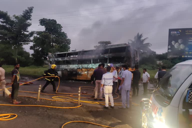 Bus Caught Fire in Nashik