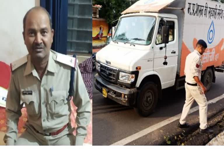 bhopal vehicle hit policemen