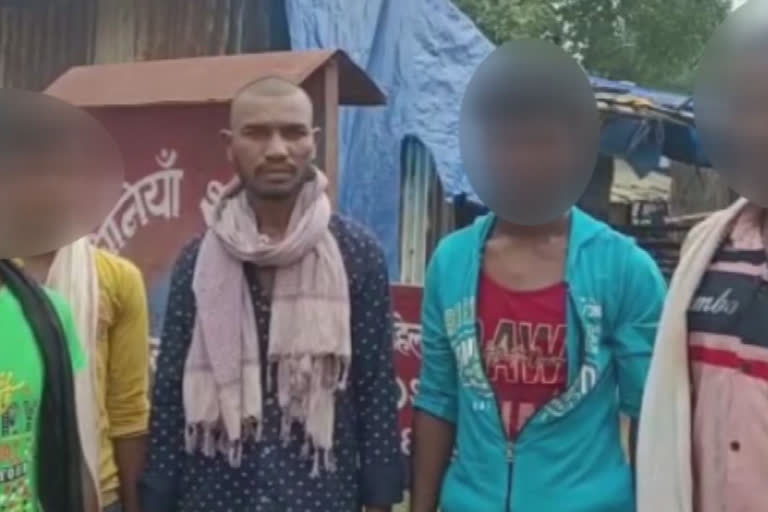 Five tribal community youths at a Jharkhand village