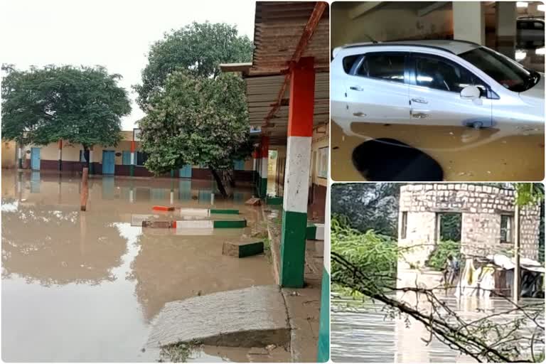 heavy rain in Hubli Dharwad  Flooded water enter school  Man stuck in Flood water  vehicles drowns in rain water  ಮಳೆಗೆ ಹುಬ್ಬಳ್ಳಿ ಧಾರವಾಡ ತತ್ತರ  ಪ್ರವಾಹಕ್ಕೆ ಸಿಲುಕಿದ ವ್ಯಕ್ತಿ  ಕಳೆದ ರಾತ್ರಿ ಸುರಿದ ಮಳೆ  ಮಳೆ ನೀರಿನ ಪ್ರವಾಹ  ಧಾರಾಕಾರ ಮಳೆಗೆ ಅವಳಿ ನಗರಗಳು ತತ್ತರ  ಶಾಲಾ ಆವರಣ ಸಂಪೂರ್ಣ ಜಲಾವೃತ