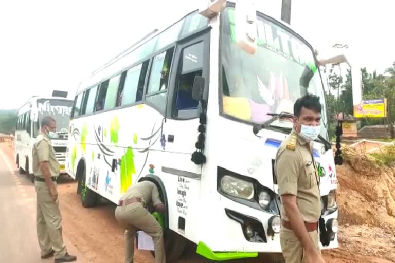 raid  MVD vehicle checking in kannur  ടൂറിസ്റ്റ് ബസ് അപകടം  വാഹന പരിശോധന ശക്തമാക്കി എംവിഡി  മൂന്ന് ബസുകള്‍ക്കെതിരെ നടപടി  തളിപറമ്പ് വാര്‍ത്തകള്‍  പയ്യന്നൂര്‍ വാര്‍ത്തകള്‍  കണ്ണൂര്‍ ജില്ല വാര്‍ത്തകള്‍  വടക്കഞ്ചേരി ടൂറിസ്റ്റ് ബസ് അപകടം  മോട്ടോര്‍ വാഹന വകുപ്പ്