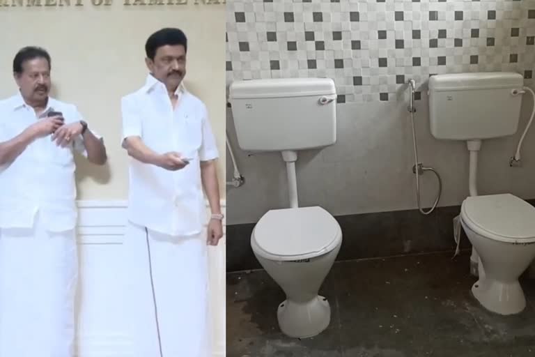 Two toilets in a single bathroom in Sriperumbudur  Sriperumbudur bathroom controversy  Two commodes side by side in Sriperumbudur  Sriperumbudur latest news  Two commodes side by side at SIPCOT building  ചെന്നൈ  തമിഴ്‌നാട്  ഒരു ശുചിമുറിയിൽ രണ്ട് ക്ലോസറ്റ്  Two commodes built inside a single single bathroom  cm stalin  two commodes in a single toilet  സ്‌റ്റേറ്റ് ഇൻഡസ്ട്രീസ് പ്രൊമോഷൻ കോർപ്പറേഷൻ  ശ്രീപെരുമ്പത്തൂർ  തമിഴ്‌നാട് മുഖ്യമന്ത്രി  എം കെ സ്‌റ്റാലിൻ