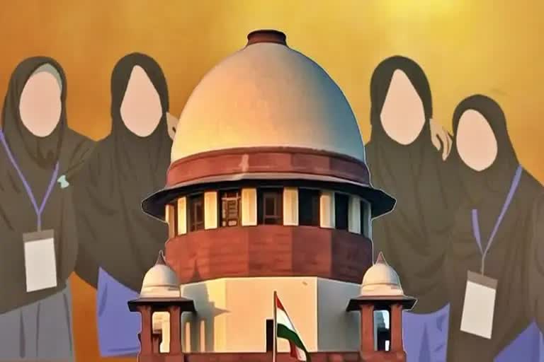 Karnataka Hijab ban  Supreme Court delivers split judgment  matter to be heard by larger bench  Supreme Court judgement on hijab ban  Karnataka hijab case  Supreme Court On Hijab Ban  hijab judgement  supreme court verdict on hijab  Karnataka Hijab Ban Latest News  ಕರ್ನಾಟಕ ಹಿಜಾಬ್ ನಿಷೇಧ  ಕರ್ನಾಟಕ ಹಿಜಾಬ್ ನಿಷೇಧ ಬಗ್ಗೆ ಸುಪ್ರೀಂಕೋರ್ಟ್ ಅಭಿಪ್ರಾಯ  ಕರ್ನಾಟಕ ಹಿಜಾಬ್ ನಿಷೇಧ ವಿರುದ್ಧ ಮೇಲ್ಮನವಿ  ಸುಪ್ರೀಂ ಕೋರ್ಟ್ ವಿಭಿನ್ನ ತೀರ್ಪು  ಕರ್ನಾಟಕ ಸರ್ಕಾರದ ಆದೇಶ  ಅರ್ಜಿಗಳ ವಿಚಾರಣೆ ನಡೆಸಿದ್ದ ಸುಪ್ರೀಂ ಕೋರ್ಟ್  ಹೆಣ್ಣು ಮಕ್ಕಳ ಶಿಕ್ಷಣ  ಉನ್ನತ ನ್ಯಾಯಾಲಯದ ದೊಡ್ಡ ಪೀಠವು ವಿಚಾರಣೆ  ಮುಖ್ಯ ನ್ಯಾಯಮೂರ್ತಿ ಅಂಗಳಕ್ಕೆ ಹಿಜಾಬ್​ ಪ್ರಕರಣ