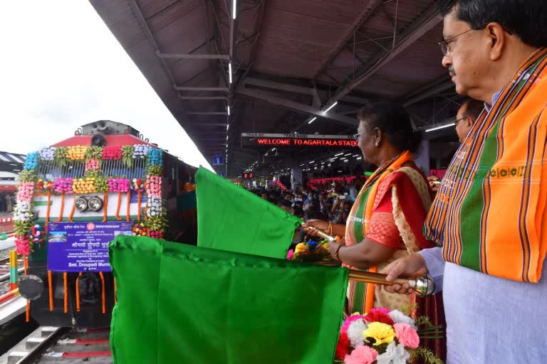 President droupadi Murmu flags off two trains in Tripura