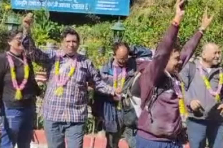 Tourists in a jubilant mood at Pithoragarh