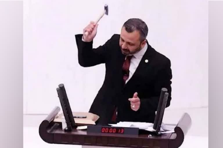 turkey mp smashes phone