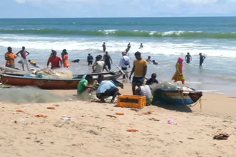 fish landing center for fisherman at puri sea beach