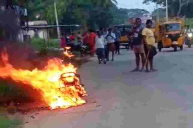 Fire in  two wheeler