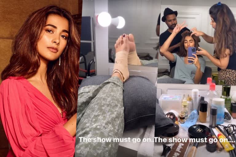 Pooja Hegde shoots despite ankle injury  Pooja Hegde ankle injury  Pooja Hegde shoots despite ligament tear  Pooja Hegde Kisi Ka Bhai Kisi Ki Jaan shoot  Pooja Hegde latest news  Pooja Hegde shoots with ligament tear  Pooja Hegde  ഷൂട്ടിംഗിനിടെ പൂജ ഹെഗ്‌ഡെക്ക് പരിക്ക്  പൂജ ഹെഗ്‌ഡെ  പൂജ ഹെഗ്‌ഡെക്ക് പരിക്ക്  Pooja Hegde injured  Pooja Hegde shares her injury clips  Pooja Hegde ready for shoot  Pooja Hegde says the show must go on  Pooja Hegde birthday  Pooja Hegde in Kisi Ka Bhai Kisi Ki Jaan  Pooja Hegde upcoming movies  സല്‍മാന്‍ ഖാന്‍