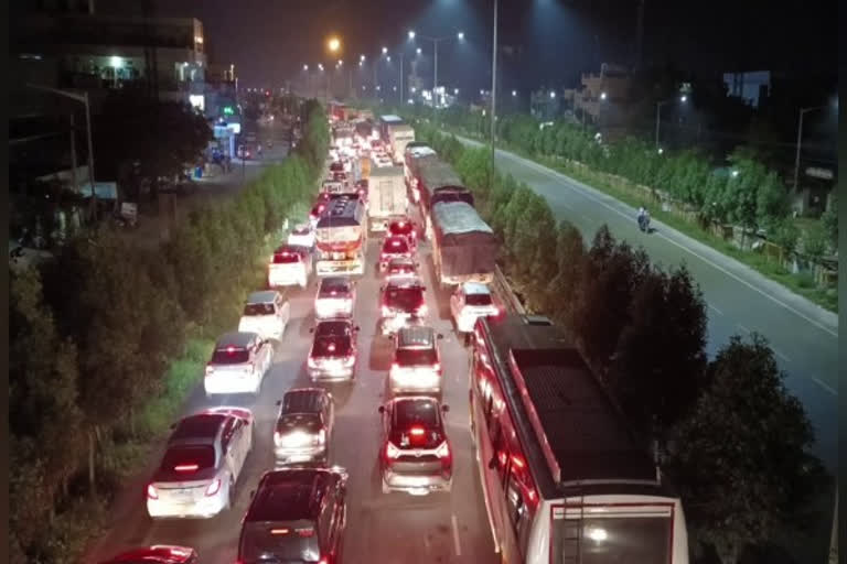 Traffic jam on Chityala National Highway