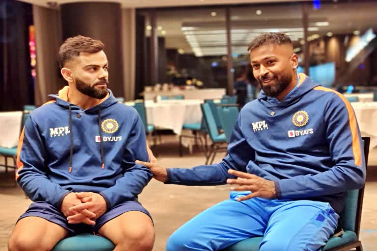 IND vs PAK  T20 World Cup  T20 World Cup IND vs PAK Cup  Pandya interviewed Kohli  india vs pakistan  भारत बनाम पाकिस्तान  टी20 वर्ल्ड कप