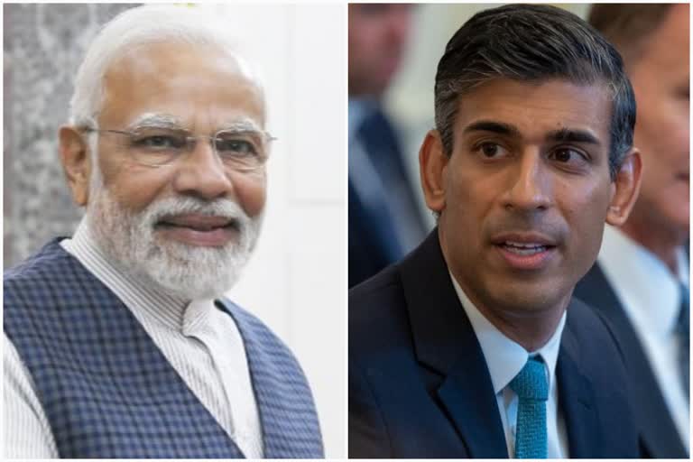 PM Narendra Modi speaks to UK PM Rishi Sunak  PM Narendra Modi  UK PM Rishi Sunak  ബ്രിട്ടീഷ് പ്രധാനമന്ത്രി  നരേദന്ദ്ര മോദി  ഋഷി സുനകിനെ ഫോണില്‍ വിളിച്ച് അഭിനന്ദിച്ച് മോദി  ഋഷി സുനക് നരേന്ദ്ര മോദി  Narendra Modi Rishi Sunak phone call