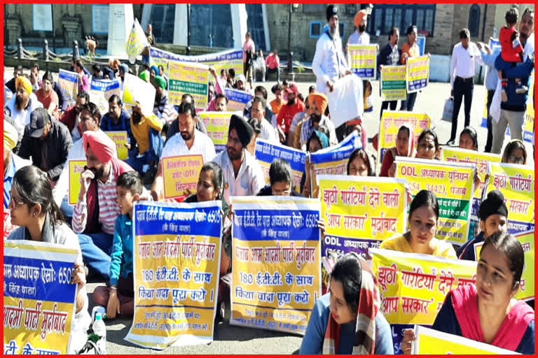 Punjab teachers protest against AAP in Shimla.