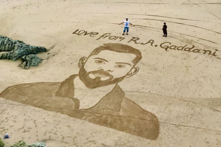 virat kohlis sand portrait in pakistan