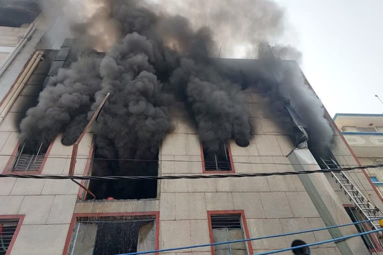 Fire bursts in plastic shoe factory