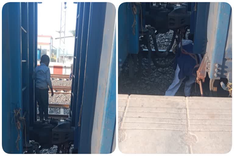 singrauli children cross track from under train